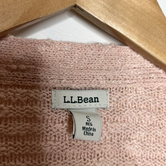 LL Bean Textured Open Cardigan Pink Womens Small Pastel Cotton Spring Romantic - Picture 4 of 6